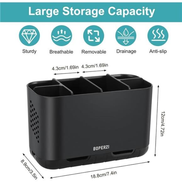 Bathroom Toothbrush Holder Large Toothpaste Organizer Storage Electric Anti Slip - Picture 3 of 7